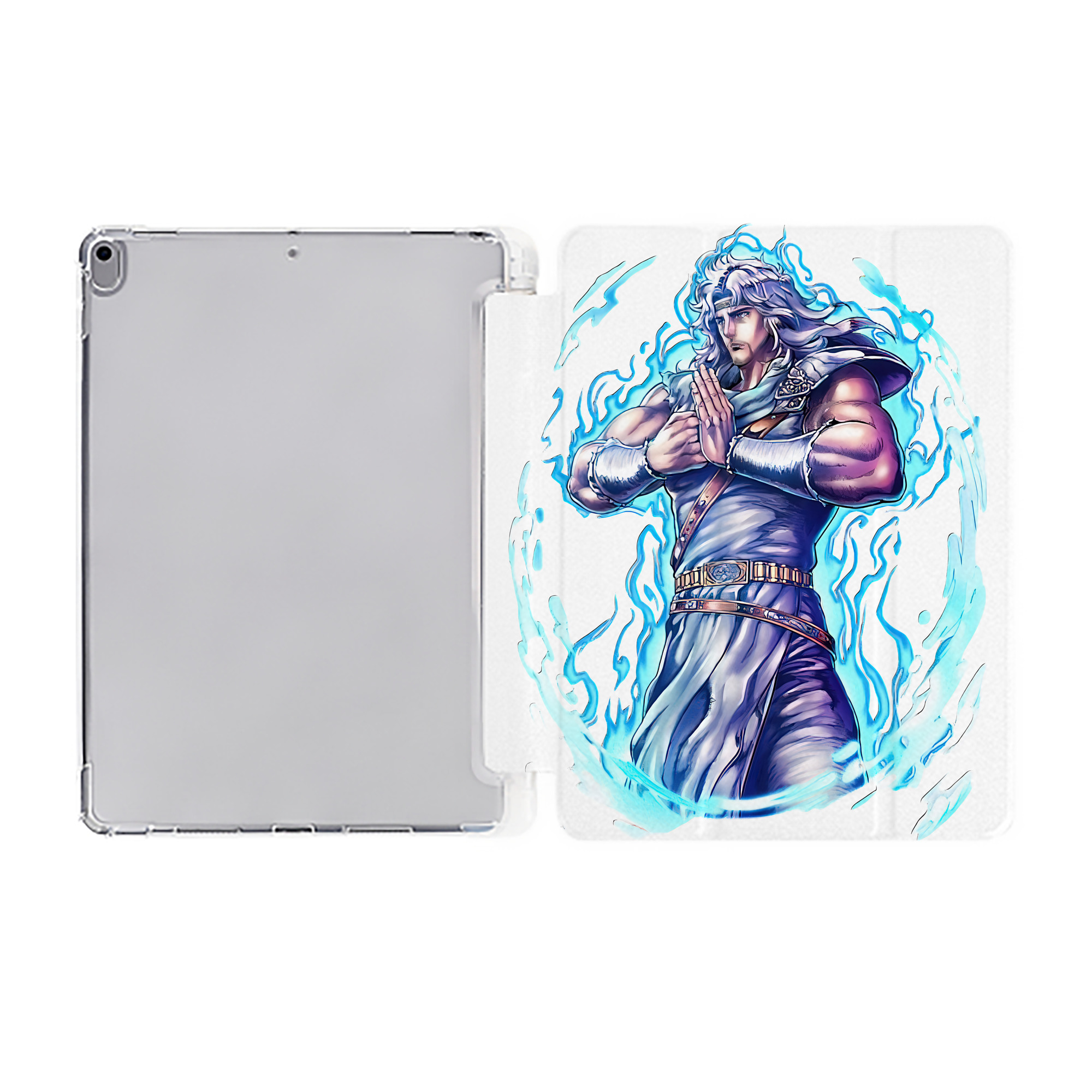 （画像用） 北斗の拳 Fist of the North Star IPad ケース ペン収納付き 三つ折りスタンド PUレザー×シリコン 対応機種9.5/10.5/10.9インチ